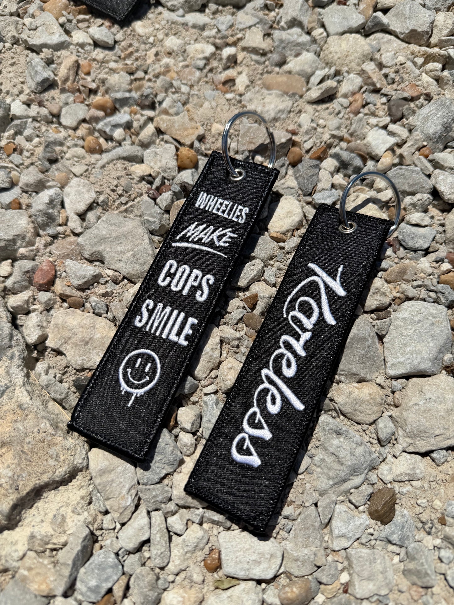 Wheelies Make Cops Smile Key Tag